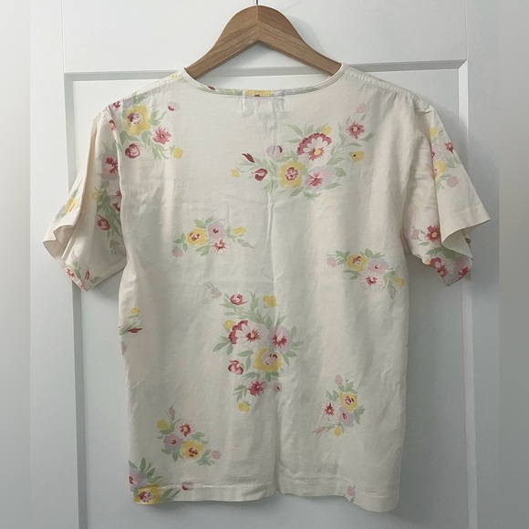 Ralph Lauren 1980s Floral Top Womens M AUTHENTIC ROUGHWEAR MADE IN HONG KONG VTG - Picture 4 of 7
